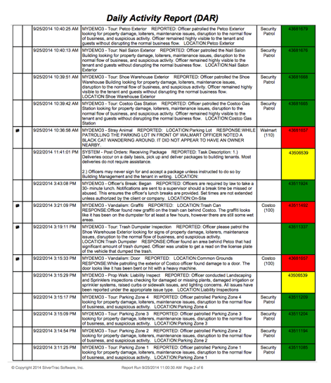 Silvertrac Daily Activity Report